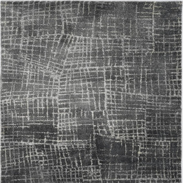 HomeRoots 9' Gray and Dark Gray Abstract Distressed Area Rug – Contemporary Style for Family Rooms and Dining Areas 9' X 13' 374757