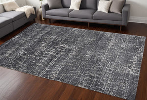 HomeRoots 9' Gray and Dark Gray Abstract Distressed Area Rug – Contemporary Style for Family Rooms and Dining Areas 9' X 13' 374757