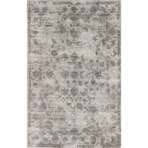 Homeroots 3' X 5' Gray Floral Vines Hand Loomed Distressed Area Rug  Viscose 374758