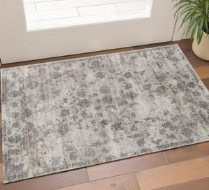 HomeRoots 5' Hand Loomed Beige and Blue Floral Medallion Area Rug – Artisanal Charm for Your Living Space 3' X 5' 374758