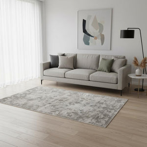 HomeRoots 5' Hand-Loomed Abstract Area Rug in Beige, Tan & Gold - Distressed Design for Timeless Elegance 5' X 7' 374759