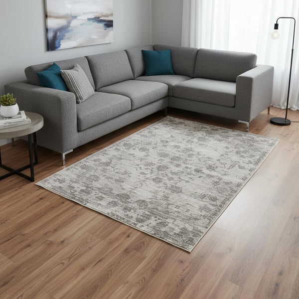 HomeRoots 8' Gray Floral Medallion Area Rug - Hand Loomed Luxury with Artisanal Charm for Modern Spaces 8' X 10' 374760