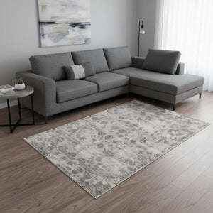HomeRoots 8' Gray Floral Medallion Area Rug - Hand Loomed Luxury with Artisanal Charm for Modern Spaces 8' X 10' 374760