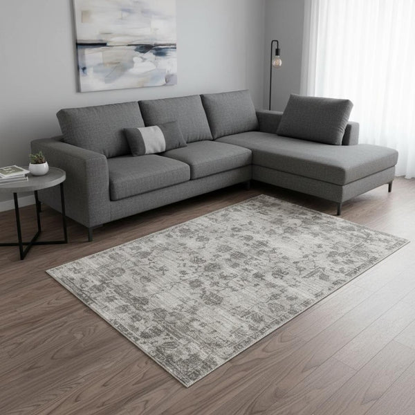 HomeRoots 8' Gray Floral Medallion Area Rug - Hand Loomed Luxury with Artisanal Charm for Modern Spaces 8' X 10' 374760