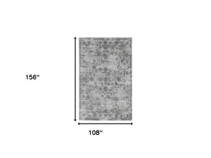 Homeroots 9' X 13' Gray Floral Vines Hand Loomed Distressed Area Rug  Viscose 374762