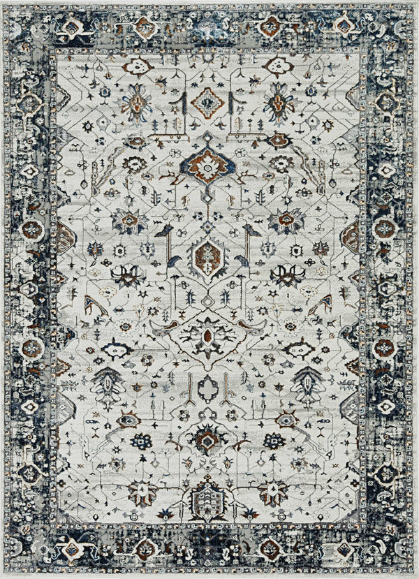 Homeroots 7' Ivory Grey Machine Woven Floral Traditional Indoor Runner Rug  Polyester 374763