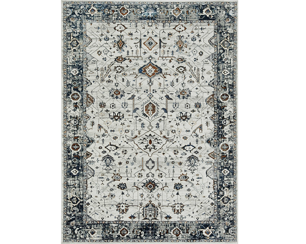 Homeroots 3' X 5' Gray And Ivory Floral Distressed Area Rug  Polyester 374764