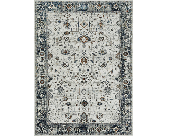 Homeroots 3' X 5' Gray And Ivory Floral Distressed Area Rug  Polyester 374764