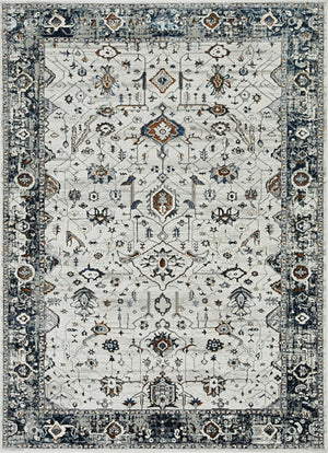 Homeroots 5' X 8' Ivory Grey Machine Woven Traditional Indoor Area Rug  Polyester 374765