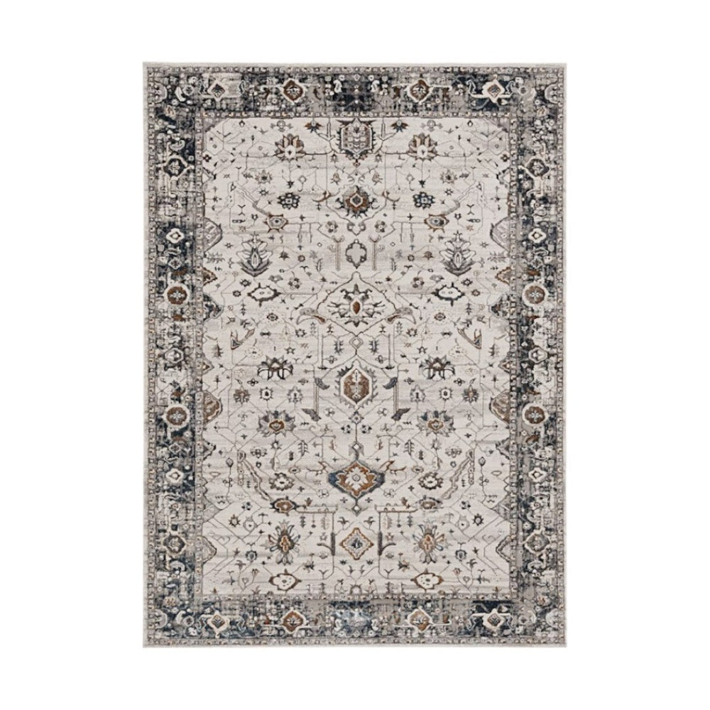 HomeRoots 7' Elegant Traditional Floral Area Rug in Ivory, Gray, and Brown – Durable, Stain-Resistant Design 7' X 10' 374766