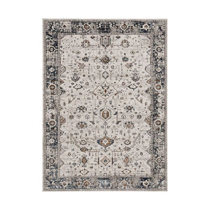 HomeRoots 7' Elegant Traditional Floral Area Rug in Ivory, Gray, and Brown – Durable, Stain-Resistant Design 7' X 10' 374766