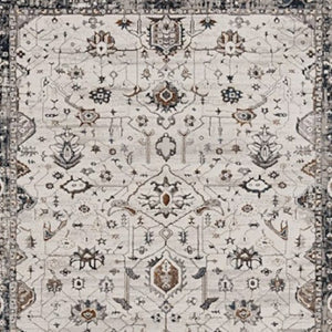 HomeRoots 7' Elegant Traditional Floral Area Rug in Ivory, Gray, and Brown – Durable, Stain-Resistant Design 7' X 10' 374766