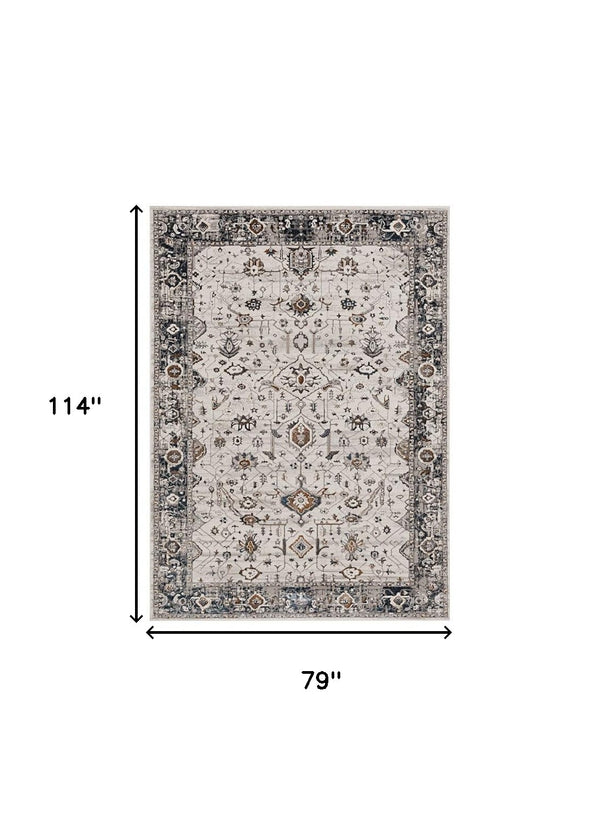 Homeroots 6' X 9' Gray And Ivory Area Rug  Polyester 374766