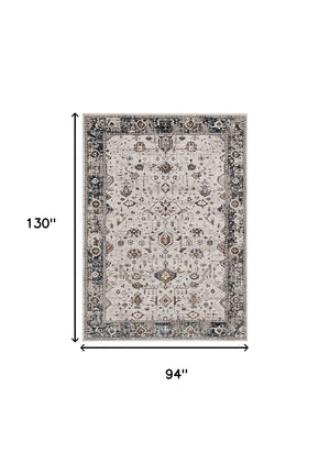 Homeroots 8' X 11' Gray And Ivory Area Rug  Polyester 374767