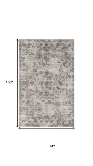 HomeRoots 7' Elegant Traditional Floral Area Rug in Ivory, Gray, and Brown – Durable, Stain-Resistant Design 8' X 11' 374767