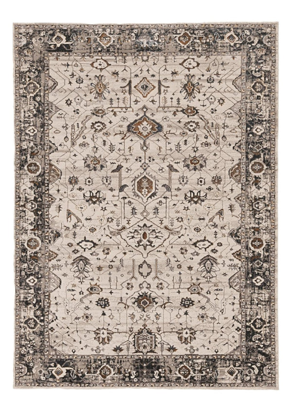HomeRoots 10' Gray and Ivory Area Rug - Timeless Elegance with Soft Polyester Pile for Cozy Living Spaces 10' X 13' 374768