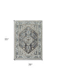 Homeroots 3' X 5' Grey Parisian Area Rug  Polyester 374770