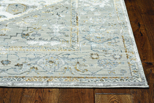 HomeRoots 10' Ivory Gray and Brown Floral Medallion Area Rug - Timeless Elegance for Your Living Space 10' X 13' 374774