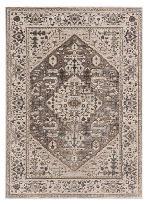 HomeRoots 10' Ivory Gray and Brown Floral Medallion Area Rug - Timeless Elegance for Your Living Space 10' X 13' 374774