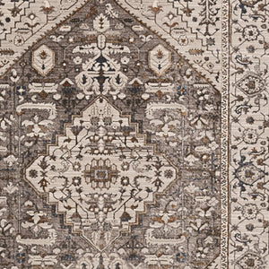 HomeRoots 10' Ivory Gray and Brown Floral Medallion Area Rug - Timeless Elegance for Your Living Space 10' X 13' 374774