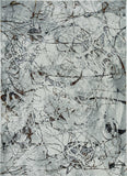 Homeroots 7' Ivory Grey Machine Woven Abstract Vermicular Indoor Runner Rug  Polyester 374775