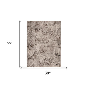 Homeroots 3' X 5' Gray And Ivory Abstract Area Rug  Polyester 374776