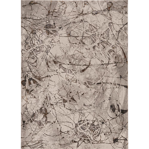 Homeroots 3' X 5' Gray And Ivory Abstract Area Rug  Polyester 374776