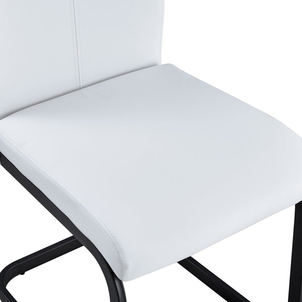 English Elm Table And Chair Set - Contemporary Black Wood Dining Table With 4 Stylish White Pu Chairs, Durable Design W1151S04302-GIGA