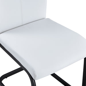 English Elm Table Set 64.5" Stylish Black Wood Dining Table With 6 White Pu Chairs - Modern Elegance For Your Home W1151S04303-GIGA