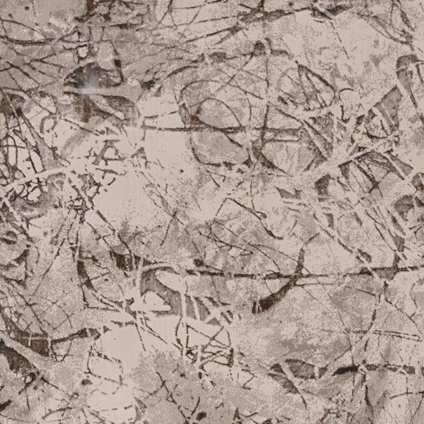 HomeRoots 5' Abstract Area Rug in Ivory, Gray & Brown - Modern, Durable, Stain-Resistant for Any Room 6' X 9' 374778