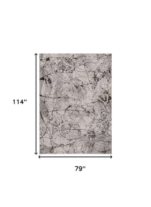 Homeroots 6' X 9' Ivory Gray And Brown Abstract Area Rug  Polyester 374778