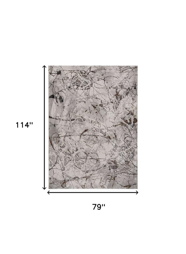 Homeroots 6' X 9' Ivory Gray And Brown Abstract Area Rug  Polyester 374778