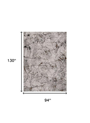 Homeroots 8' X 11' Ivory Gray And Brown Abstract Area Rug  Polyester 374779