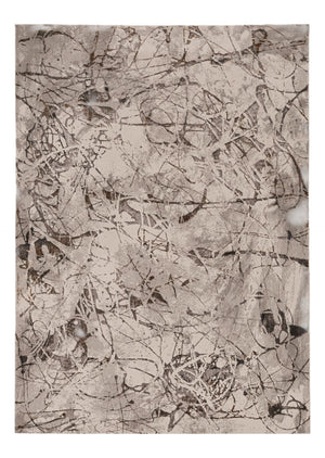 HomeRoots 5' Abstract Area Rug in Ivory, Gray & Brown - Modern, Durable, Stain-Resistant for Any Room 8' X 11' 374779