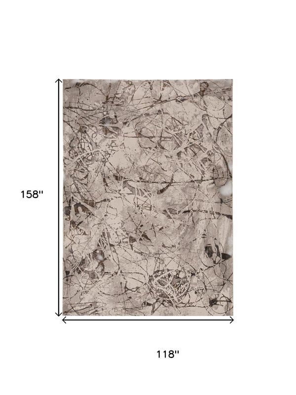 HomeRoots 10' Gray and Ivory Area Rug - Elegant Machine-Made Design for Cozy Comfort in Any Living Space 10' X 13' 374780