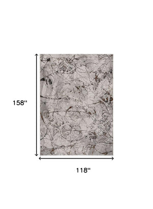 Homeroots 10' X 13' Gray And Ivory Area Rug  Polyester 374780