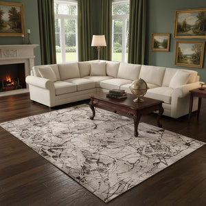 HomeRoots 10' Gray and Ivory Area Rug - Elegant Machine-Made Design for Cozy Comfort in Any Living Space 10' X 13' 374780