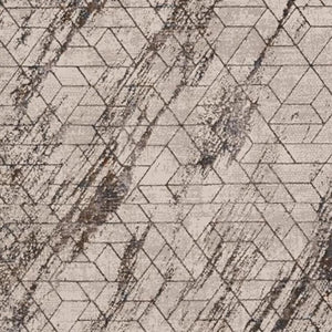 HomeRoots 5' Geometric Ivory and Brown Area Rug - Durable, Stain-Resistant Comfort for Living Spaces and More 5' X 8' 374783
