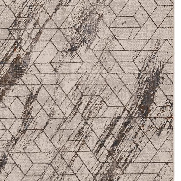 Homeroots 5' X 8' Ivory Geometric Pattern Indoor Area Rug  Polyester 374783