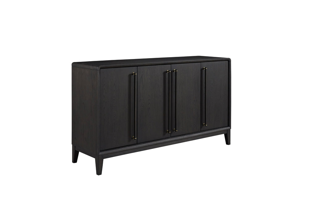 English Elm Peppercorn Server with 4 Storage Cabinets, Elm Veneer Finish, Power-Ready Design & Custom Hardware Black 68 L x 22 W x 34 H B2699P237504