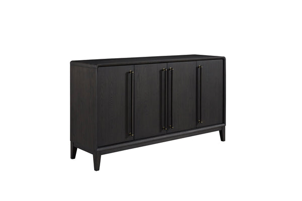 English Elm Peppercorn Server with 4 Storage Cabinets, Elm Veneer Finish, Power-Ready Design & Custom Hardware Black 68 L x 22 W x 34 H B2699P237504