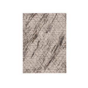 HomeRoots 5' Geometric Ivory and Brown Area Rug - Durable, Stain-Resistant Comfort for Living Spaces and More 8' X 11' 374785