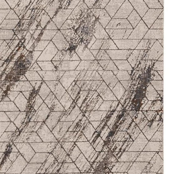 HomeRoots 10' Ivory and Brown Geometric Area Rug - Perfect for Large Living Spaces, Durable and Stylish Design 10' X 13' 374786