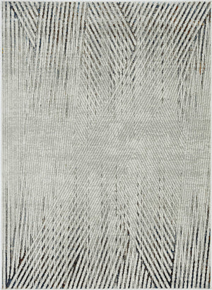 Homeroots 3' X 5' Ivory Or Grey Geometric Lines Area Rug  Polyester 374788