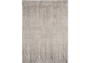 Homeroots 3' X 5' Ivory Or Grey Geometric Lines Area Rug  Polyester 374788