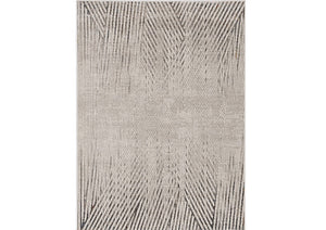 Homeroots 3' X 5' Ivory Or Grey Geometric Lines Area Rug  Polyester 374788
