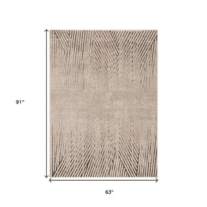 HomeRoots 5' Ivory and Gray Geometric Area Rug – Soft, Stain-Resistant Design Perfect for Modern Homes & Families 5' X 8' 374789