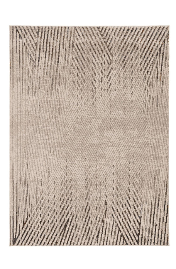HomeRoots 5' Ivory and Gray Geometric Area Rug – Soft, Stain-Resistant Design Perfect for Modern Homes & Families 5' X 8' 374789
