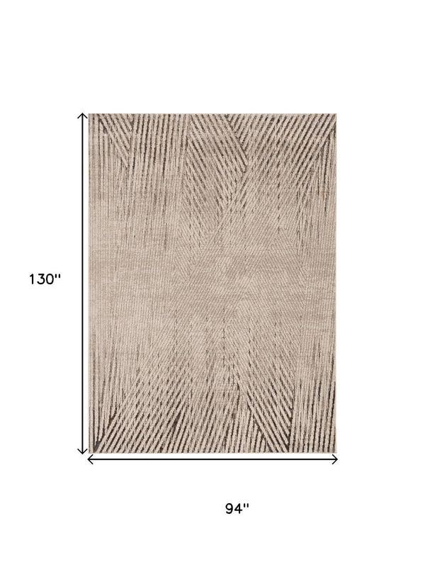HomeRoots 5' Ivory and Gray Geometric Area Rug – Soft, Stain-Resistant Design Perfect for Modern Homes & Families 8' X 11' 374791