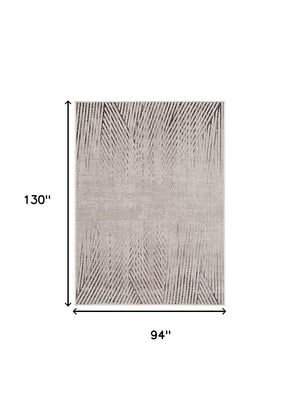 Homeroots 8' X 11' Gray And Ivory Area Rug  Polyester 374791